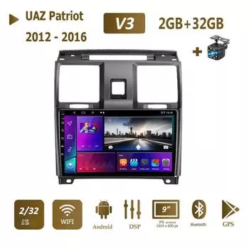 Для УАЗ Патриот 2012-2016 автомобильное радио Carplay мультимедийная система навигация GPS WIFI стерео авто Android 2Din головное устройство 2 + 32 ГБ