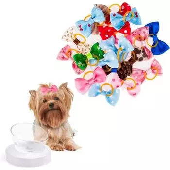 Для упаковки из 50 бантов из собачьей шерсти, аксессуаров для собачьей шерсти, бантов для волос, головных уборов для собак, длинношерстных, домашних собак и кошек