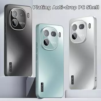 Для vivo iQOO 12 Pro Dazzle Plating Корпус ПК Камера Полное покрытие с пленкой для объектива Супер против падения Силикагель Край Противоскользящий чехол Защитный чехол iQOO 12 чёрный