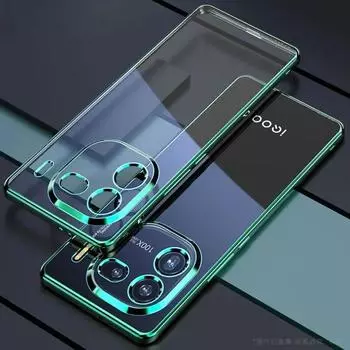 Для Vivo iQOO 12 Pro гальванический чехол для телефона Vivo iQOO12 iQOO12Pro объектив «все включено» силиконовый мягкий чехол задняя крышка For iQOO 12 чёрный