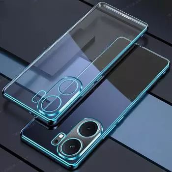 Для Vivo iQOO Neo 9S Pro Plus Neo9 Neo9Pro Neo9SPro+ Чехол для телефона с гальваническим покрытием, линза, все включено, силиконовый мягкий чехол iQOO Neo9S Pro Plus синий