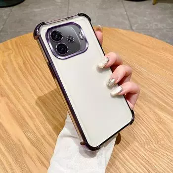 Для vivo iQOO Z9 Turbo Чехол iQOOZ9 Turbo+ Чехол для телефона vivo V2417A V2352A Противоударный защитный чехол-бампер с прозрачной гальванической пластиной For iQOO Z9 Turbo