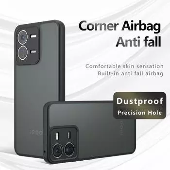 Для vivo iQOO Z9 Z9x Turbo Матовый против отпечатков пальцев Прозрачный цвет Противоударный чехол из ТПУ с защитой от падений Не желтеющая задняя крышка Защитная оболочка iQOO Z9 прозрачный