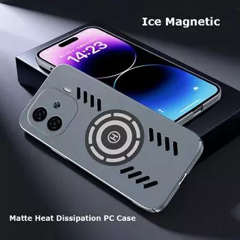 Для vivo iQOO Z9 Z9X Turbo Rock Sand Ice Магнитный рассеиватель тепла матовый чехол для ПК с защитой от отпечатков пальцев дышащий охлаждающий чехол в виде ракушки iQOO Z9x чёрный