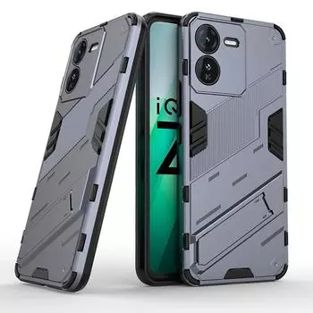 Для vivo iQOO Z9 Z9x Z8 Z8x Z7 Z7s Z7x Turbo Plus Punk Armor противоударный бампер прочный прорезиненный чехол для ПК с подставкой держатель чехол Shell iQOO Z7 (6.38 Inch) красный