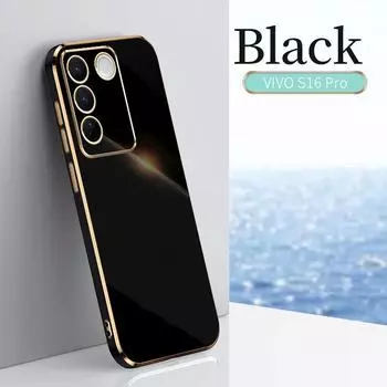 Для VIVO T1 Pro 5G защитный гальванический противоударный чехол VIVO V27 T1 V23 V23E X90 X76 X77 5G чехол силиконовый мягкий ТПУ VIVO T1 Pro 5G чёрный