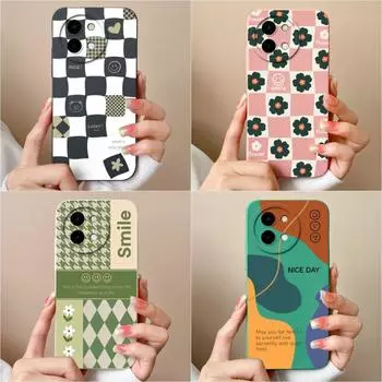 Для Vivo T3x Y200i Y28 4G Y38 Y03 Y 38 Y 28 чехол популярный клетчатый узор чехол мягкий силиконовый матовый протектор экрана противоударный противоударный чехол для телефона Vivo Y03