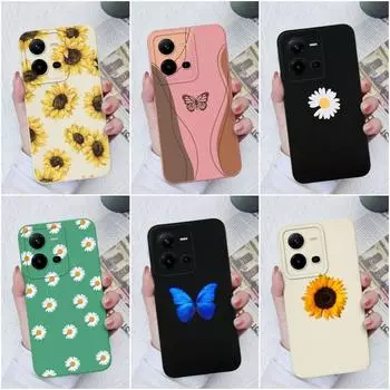 Для Vivo V21E V27 Pro V9 V19 V20 Z1 Pro Z3X Z5X V23E V25E чехол для телефона модный мягкий силиконовый чехол с бабочкой и подсолнухом для Vivo бампер Vivo V19