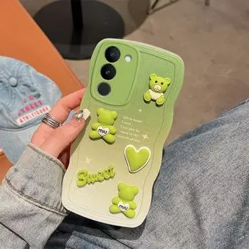 Для Vivo V29 V 29 5G V2250 чехол Мягкий силиконовый корпус Волнистая задняя крышка 3D стереоскопический чехол для телефона с милым медведем For Vivo V29 5G синий