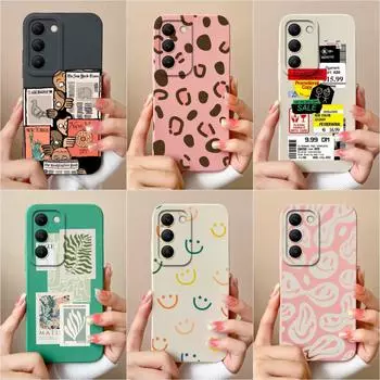 Для Vivo V40 Lite Pro V30e V30 SE Y200e T3 Y100 (ИДН) 4G 5G Shell Мягкий Силиконовый Модный Этикетка Чехол для Телефона Ударопрочный Высококачественный Роскошный Корпус Корпуса Vivo Y100 (IDN) 5G