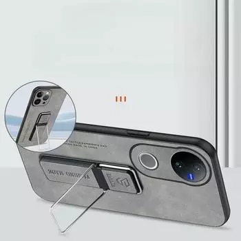 Для VIVO V50 чехол из овчины для VIVO V50 Lite V 50 V50E Y39 Y29 4G Y19S S20 Pro матовый силиконовый бампер держатель подставки чехол For VIVO V50 серый