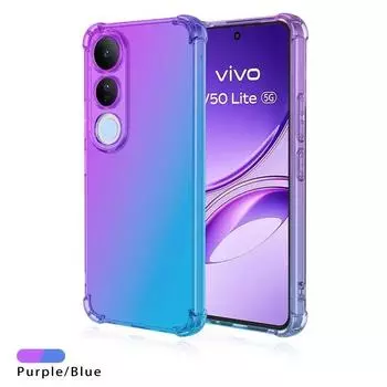 Для VIVO V50 Lite V50E Радужный градиентный противоударный чехол для телефона Мягкий полупрозрачный чехол TPU для защиты от падений для VIVO V 50 Чехол с подушками безопасности For VIVO V50E