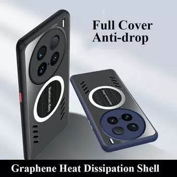 Для vivo X100 ультра графеновый матовый корпус для ПК с дышащим охлаждением и защитой от падения задняя крышка X100 Ultra чёрный