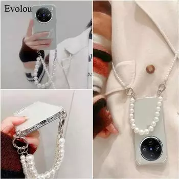 Для VIVO X100 Ultra Pearl Chain, ожерелье через плечо, ремешок, прозрачный чехол для телефона для VIVO X100 Pro X100S Pro, противоударный мягкий прозрачный чехол VIVO X100 Pro прозрачный