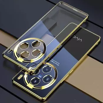 Для Vivo X200 Pro Чехол для телефона с гальваническим покрытием Для Vivo X 200 X200Pro Mini Lens All-inclusive Silicone Soft Shell Back Cover Cases Vivo X200 чёрный