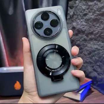 Для VIVO X200 Pro Чехол Мягкий ТПУ Прозрачный С Кольцом Подставка Магнитный Защитный Чехол Для VIVO X200Pro Mini Phone Shell For VIVO X200 чёрный