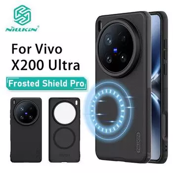 Для Vivo X200 Ultra чехол для телефона Nillkin Super Frosted Shield Pro Magnetic Hard PC+TPU Shell противоударный задний чехол Vivo X200 Ultra чёрный