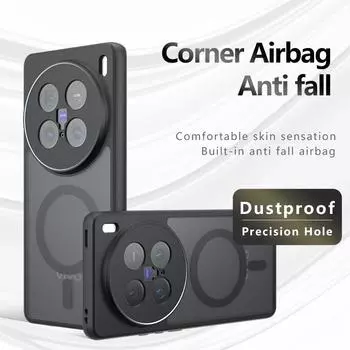 Для vivo X200 X100 X100s Pro mini ультраматовый противоударный магнитный чехол TPU с защитой от отпечатков пальцев, устойчивый к падениям, не желтеющий задний корпус X100 прозрачный черный