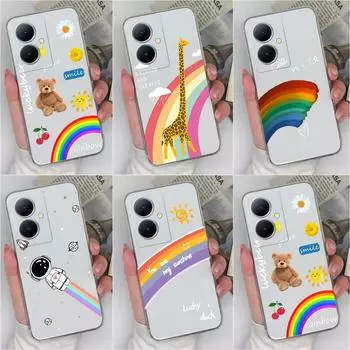 Для Vivo Y02A iQOO Neo8 Pro Y78 V27 V27E Y35m Plus задняя крышка Корпус Красивая Радуга Граффити Прозрачный Силиконовый ТПУ Высококачественные чехлы для телефонов Капы для Vivo Vivo Y78 5G