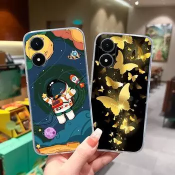 Для Vivo Y02S Y20 Y36 Y33 Y10 Y27 Y15 Y21 Y11 Y17s чехол для телефона модный чехол для девушки-космонавта прозрачный защитный матовый мягкий силикон для бампера Vivo Vivo Y02 4G
