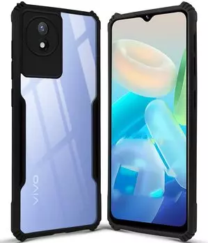 Для Vivo Y02t Y 02t V2252 Чехол Мягкий силиконовый край Жесткая задняя крышка Противоударный противоударный чехол для телефона For Vivo Y02t чёрный