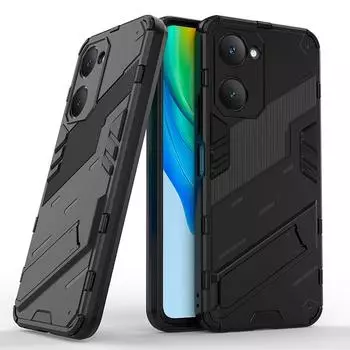Для vivo Y03 Y03t Y16 Y18 Y18i Y18e Y22 Y22s Y27 Y28s Y37 Y37m Y35 Y36 Y77t Y78t Punk Armor Rugged PC Fitted Kickstand Case Stand Holder Cover Shell Y03/Y03t красный