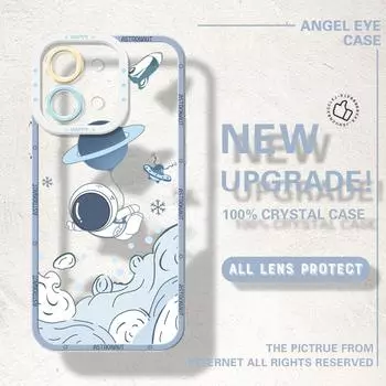 Для Vivo Y15S Y17S Y36 Y20 Y22S Y28 Y75 Y33S Y18 V27 V29e V30e V20 V21 Tecno Pova 5 мультяшный астронавт кристалл полный объектив защитный мягкий чехол для телефона Vivo Y18