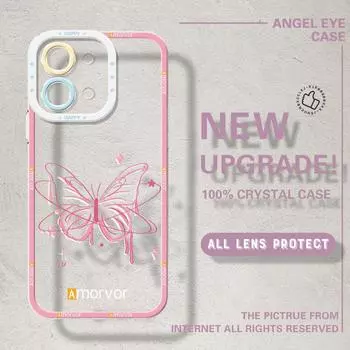 Для Vivo Y15S Y17S Y36 Y20 Y22S Y28 Y75 Y33S Y18 V27 V29e V30e V20 V21 Tecno Pova 5 Полная защита камеры Мультяшный узор бабочки Мягкий чехол Infinix Note 30 Pro