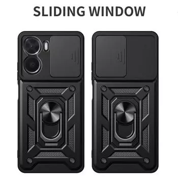 Для Vivo Y16 4G чехол магнитный держатель кольцо подставка бронированные чехлы для телефонов для Vivo Y 16 VivoY16 V2204 слайдер защитный чехол для объектива камеры For Vivo Y16 розового золота