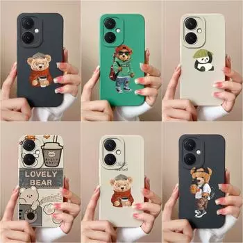 Для Vivo Y17S Y78 + Y36 Pro Y27 X90 V29 Lite Чехлы для телефонов Мультяшный узор Медведь Защитная пленка для экрана Высококачественный силиконовый матовый бампер Capas для Vivo Vivo Y36 5G