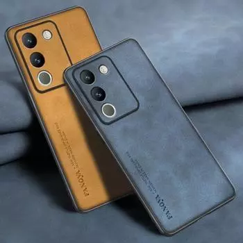 Для Vivo Y200 чехол роскошный PU кожаный чехол для телефона для Vivo V29E V29 E 5G задняя крышка матовый силиконовый противоударный полная защита For Vivo Y200 5G чёрный