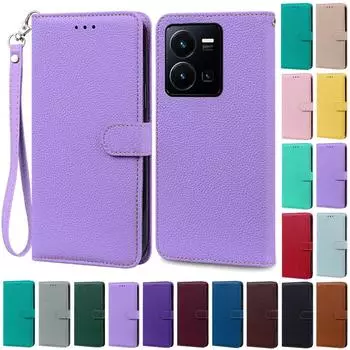 Для Vivo Y22s чехол-кошелек кожаный чехол-книжка для Vivo Y22S чехол-книжка с откидной крышкой-подставкой для Vivo Y22S чехол мягкий силиконовый Fundas For Vivo Y22S темно-красного