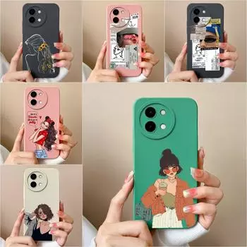 Для Vivo Y28 Y38 Y03 T3x Y200i 5G чехол матовый силиконовый модный крутой девчачий высококачественный чехол для задней панели протектор экрана противоударные чехлы для телефонов чехол для Vivo Vivo Y03