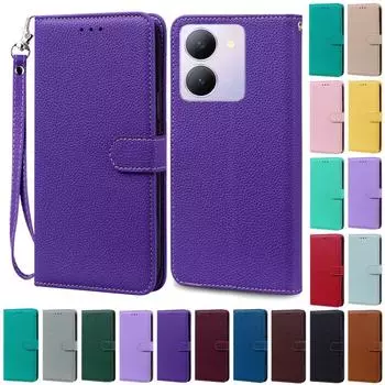 Для Vivo Y36 чехол-кошелек кожаный флип-чехол для Vivo Y36 5G чехол силиконовый чехол-книжка для Vivo Y36 4G чехол-кошелек Coque Fundas For Vivo Y36 5G 4G светло-фиолетовый