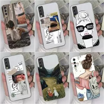 Для Vivo Y36 Y20 Y15S Y02 Y11 Y12 Y35 Y33s Y31 Y30 Y27 Чехол для телефона Задняя крышка Модный противоударный прозрачный мягкий силиконовый чехол из ТПУ для Vivo для мальчиков и девочек Vivo Y02 4G