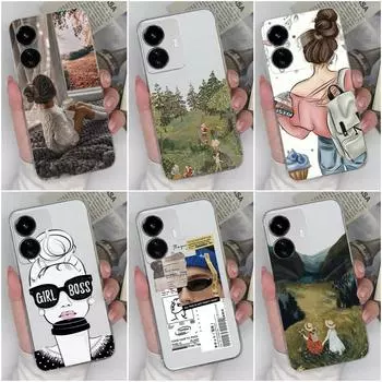 Для Vivo Y97 Y90 Y91C Y83 Y9s Y55 Y73 Y75 Y51 Y52 Y77e Чехол для телефона с защитой от падения Прозрачный мягкий силиконовый модный бампер для мальчиков и девочек для Vivo Vivo Y37