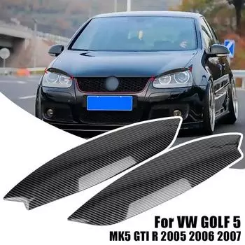 Для Volkswagen Chrome Headlights Eyebrow Eyelashes Trim Cover Внешние аксессуары 1 пара Для VW GOLF 5 MK5 GTI R 2005 2006 2007 чёрный