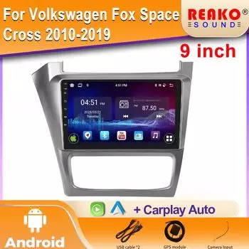 Для Volkswagen Fox Cross Fox Space Cross 2010-2019 Автомобильный радиоприемник Стереосистема Мультимедийный проигрыватель GPS BT Carplay Android Auto 2din CPU 4 core 1GB+32GB carplay