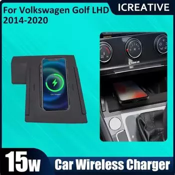 Для Volkswagen Golf 2014-2020 Новый дизайн Автомобильное зарядное устройство Беспроводной держатель телефона 15W Qi Беспроводное зарядное устройство чёрный