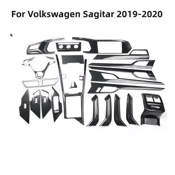 Для Volkswagen Sagitar 2019 2020 Аксессуар Центральная панель управления Дверная ручка Воздуховыпускное украшение Узор из углеродного волокна ABS black