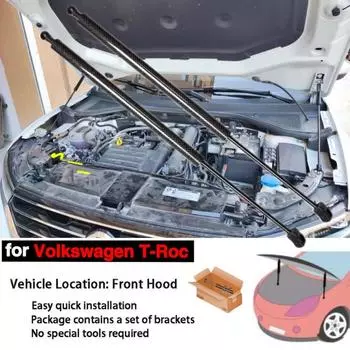 Для Volkswagen T-Roc 2017–2023 2024 VW TROC Передний капот Модификация стоек Подъемная опора Штанга Пружина Амортизатор Поршень Демпфер Black Carbon Fiber