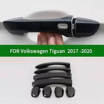 Для Volkswagen Tiguan R-Line второго поколения 2017-аксессуары из глянцевого углеродного волокна, накладки на дверные ручки without smart entry