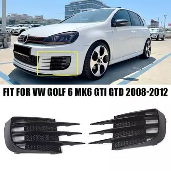 Для Volkswagen VW Аксессуары Golf 6 MK6 GTI GTD 2008 2009 2010 2011 2012 Передний бампер Решетка Противотуманные фары Рамка Крышка чёрный