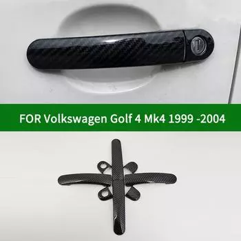Для Volkswagen VW Golf 4 Mk4 1999-2004 годов аксессуар, глянцевые чехлы на дверные ручки с рисунком из углеродного волокна, накладка 2000 2001 2002 NO Key hole