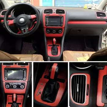 Для Volkswagen VW Golf 6 GTI MK6 R20 внутренняя центральная панель управления дверная ручка наклейки из углеродного волокна наклейки автомобиля ice matt red
