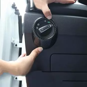 Для Volkswagen VW T-ROC T ROC 2017-внутренняя фара, переключатель регулировки фар, накладка, наклейка на автомобиль Carbon Fibre