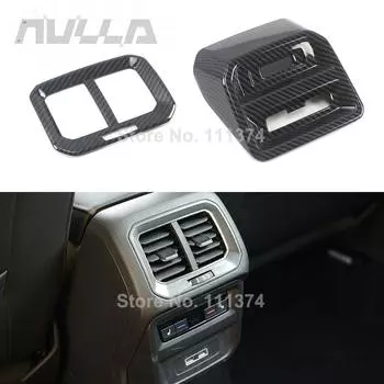 Для Volkswagen VW Tiguan 2018 MK2 Хромированный задний подлокотник для воздуховода, накладка на панель, карбоновая внутренняя отделка