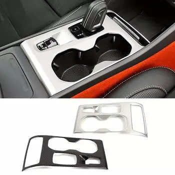 Для Volvo XC40 2019-2024 Центральная консоль AT Панель переключения передач Держатель стакана для воды Рамка Крышка Отделка Серебряный цвет углеродного волокна