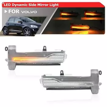 Для Volvo XC60 2014 2015 2016 2017 последовательные светодиодные поворотники бокового зеркала заднего вида динамические указатели поворота 31371878/79 дым