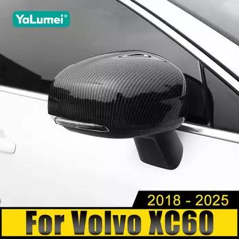 Для Volvo XC60 2018 2019 2020 2021 2022 2023 2024 2025 ABS Chrome Carbon Fibre Car Rehart Case Shell Trim серебряный